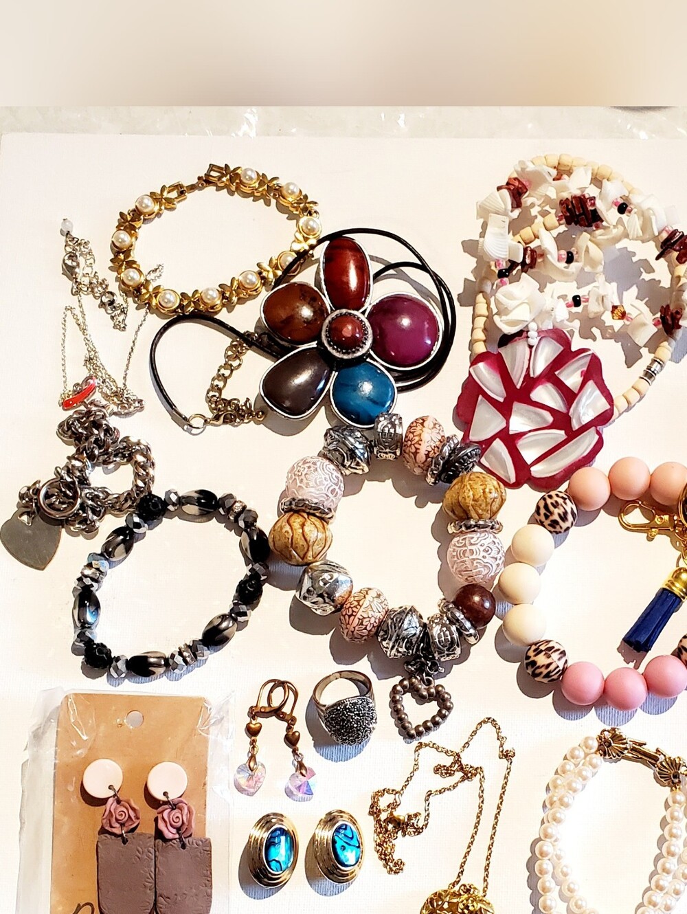 Assorted Women’s Jewelry - Pink, Cream & Brown.